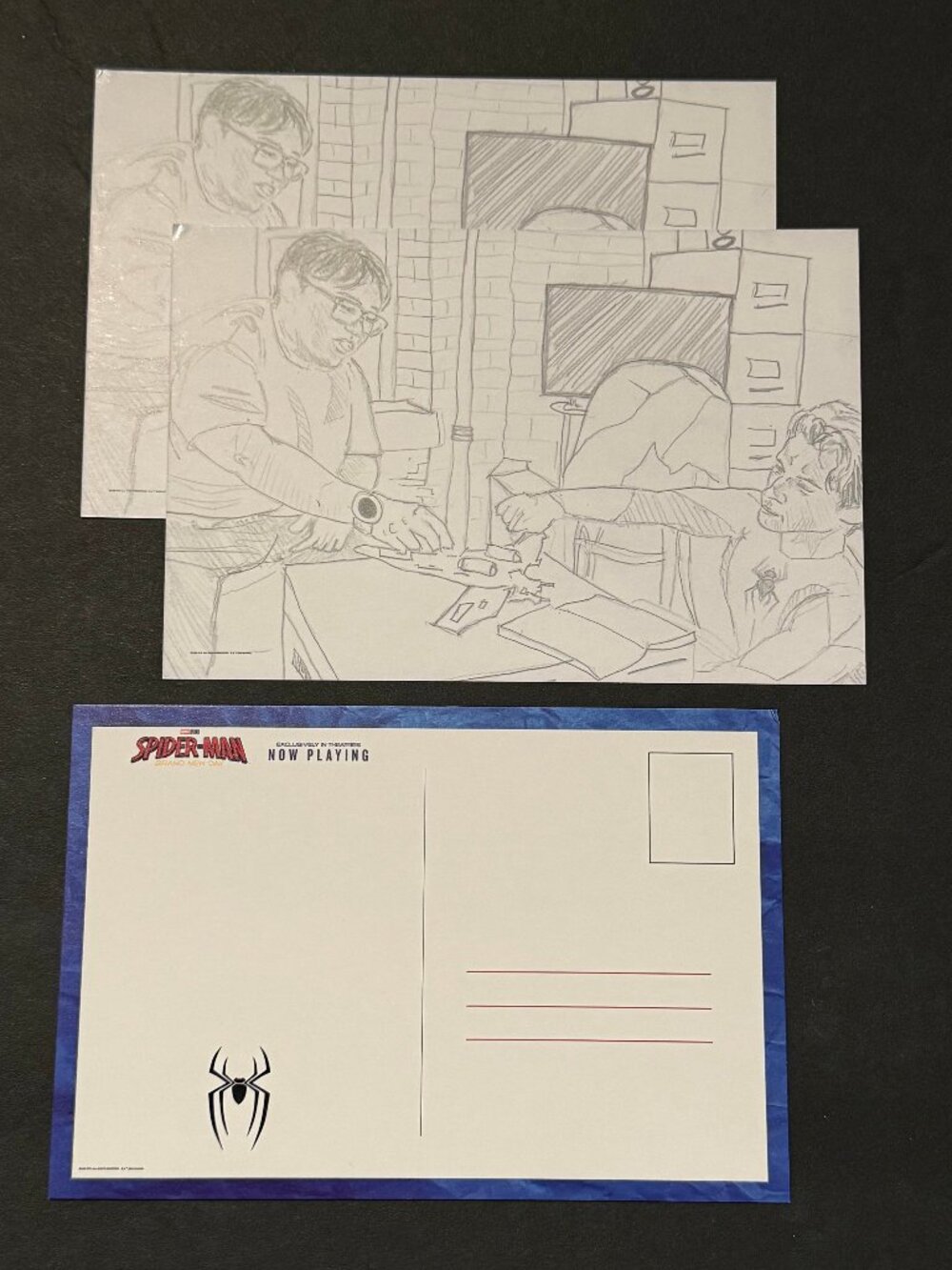 2x Spider-Man Brand New Day Postcard Pencil Sketch Movie Merchandise